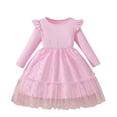 thumbnail image 1 of Glisme Fashion Girls Dresses Size 3-4 Y Dress Long Sleeve Party Gown With Sequin Details Elegant Mesh Layered Skirt Pink Sundress For Girl, 1 of 7