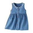 thumbnail image 1 of Glisme Fashion Girls Dresses Size 4-5 Y Toddler Summer Casual Sleeveless Prints Dress Dance Party Dress Holiday Beach Clothes Navy Sundress For Girl, 1 of 6
