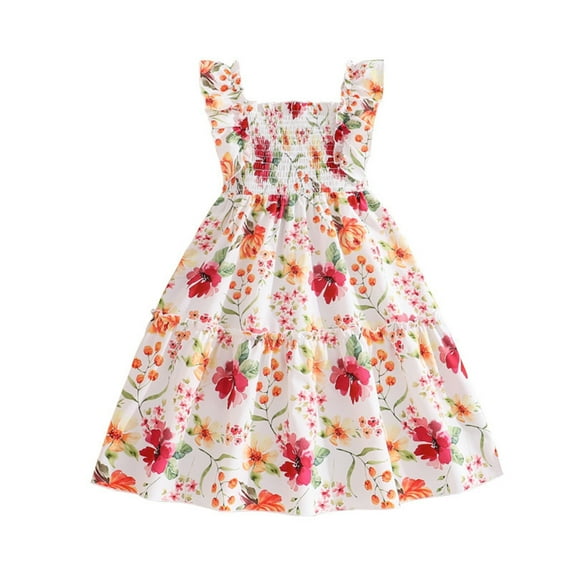 Glisme Fashion Girls Dresses Size 7-8 Y Kids Summer Floral Print Sleeveless Dress Style Cute Sundress For Big Kids Toddler Children Pink Sundress For Girl