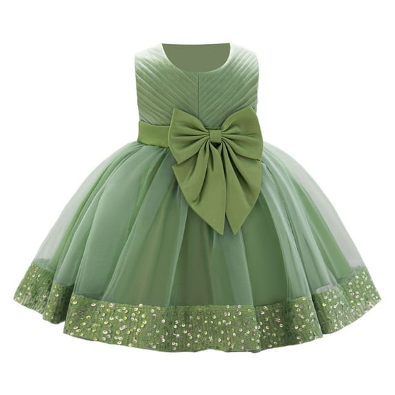 Glisme Fashion Girls Dresses Size 9-12 M Formal Dress Gown With Sequins And Lace Trim For Pageants Parties Green Sundress For Girl