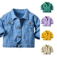 thumbnail image 1 of Glisme Girl Coats Long Sleeve Windproof Solid Color Denim Jacket Kids Warm Outerwear Jacket Toddler Wear 18-24 Months Blue, 1 of 4