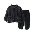 thumbnail image 1 of Glisme Girl Outfits Flannel Pajama Set Warm Winter Set Warm Sleepwear For Toddler Kids Cozy Home Loungewear Trend Girls Clothing Black Size 12-18 Months, 1 of 2