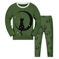 thumbnail image 1 of Glisme Girl Outfits Two Piece Set Cute Printed Pajamas Loose Fit Sleepwear Casual Wear Playday Loungewear Cozy Girls Clothing Army Green Size 2-3 Years, 1 of 2