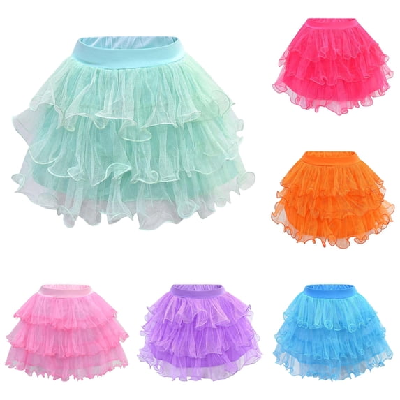 Glisme Girl Skirts Carnival Dance Tutu Skirt Ballet Performance Layered Flared Party Skirt For Kids Children Twirling Skirt Classic Toddler Clothes Green