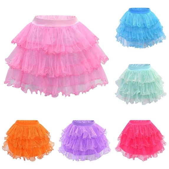 Glisme Girl Skirts Carnival Dance Tutu Skirt Ballet Performance Layered Flared Party Skirt For Kids Children Twirling Skirt Sweet Big Girls Everyday Wear Pink