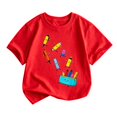 thumbnail image 1 of Glisme Girl Tops Short Sleeve T Shirts Crewneck Cartoon Pattern Tee Cute Toddler Wear Red, 1 of 3