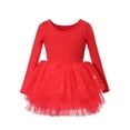 thumbnail image 1 of Glisme Girls Ballet Tutu Dress For Performance Long Sleeve Round Neck Chiffon Dance Sundress Elastic Waistband Spring Recital Versatile Girl Princess Dress Size 9-10 Years,Red, 1 of 8