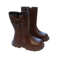 thumbnail image 1 of Glisme Girls Boots Mid Calf Boots Chunky Sole Side Zipper Leather Punk Gothic Booties For Toddler Big Kids Versatile Brown Boots Size 11-11.5 Years, 1 of 8