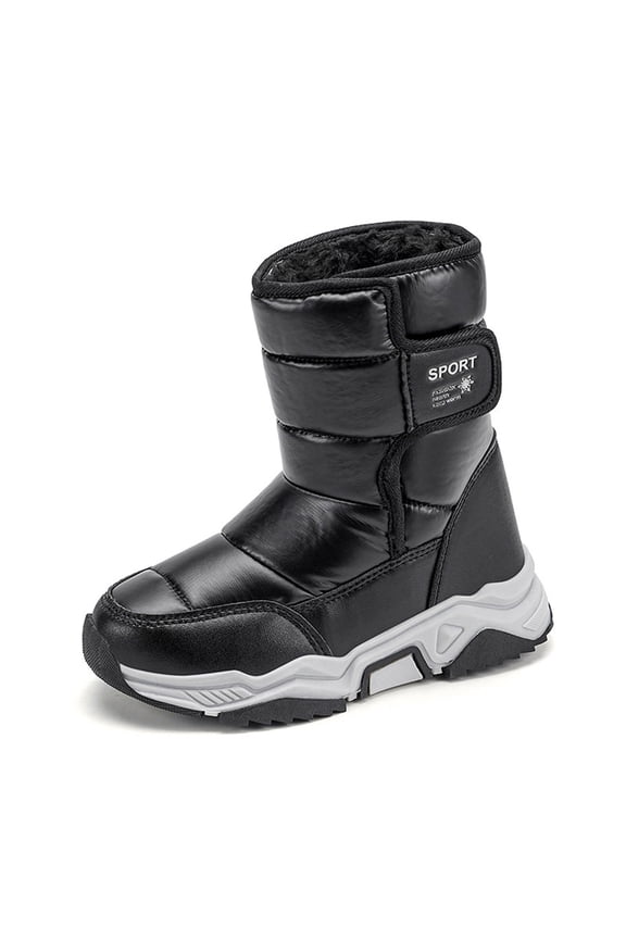 Girls Boots Winter Warm Boots For Thermal Lined Slip Long Shaft Outdoor Cold Weather With Thick Insulation Trend Black Boots Size 3.5-4 Years