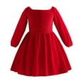 thumbnail image 1 of Glisme Girls Dress Autumn And Winter Long Sleeve Solid Color Ruffles Sundress Unique Princess Dress For Girl Size 2-3 Years,Red, 1 of 8