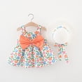 thumbnail image 1 of Glisme Girls Dresses Baby Summer Toddler Floral Ruched Sleeveless Dresses Orange Sundress Size 1-2 Years, 1 of 2