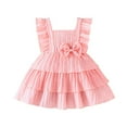thumbnail image 1 of Glisme Girls Dresses Baby Sweet Bow Cake Layer Dress Summer Casual Tutu Dress For Everyday Wear Red Sundress Size 9-12 Months, 1 of 8