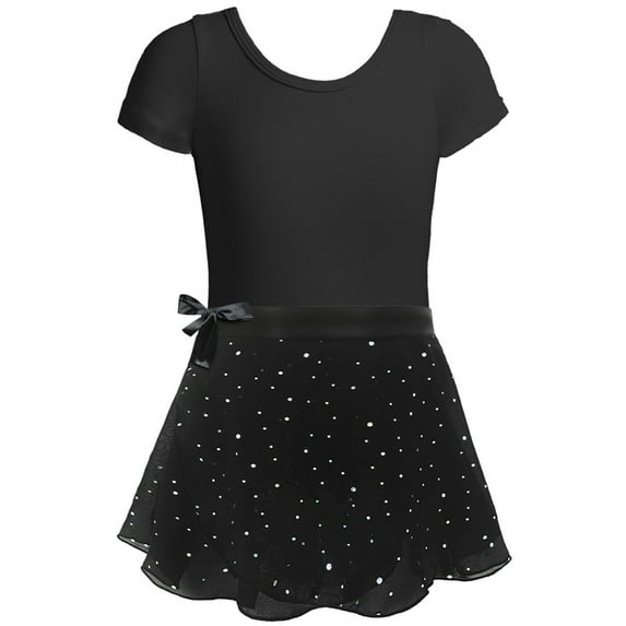 Glisme Girls Dresses Ballet Leotards With Removable Skirt Combo Tie Ruffle Sleeve Ballet Dance Dress Outfit Black Sundress Size 2-3 Years