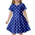 thumbnail image 1 of Glisme Girls Dresses Children'S Fashion Polka Dot Print Slim Short Sleeved Dress Blue Sundress Size 8-9 Years, 1 of 4