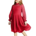 thumbnail image 1 of Glisme Girls Dresses Color Contrast Mesh Long Sleeve Red Sundress Size 14 Years, 1 of 4