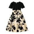 thumbnail image 1 of Glisme Girls Dresses Elegant Dress With Floral Print And Round Neck Exotic Holiday Style Black Sundress Size 7-8 Years, 1 of 6