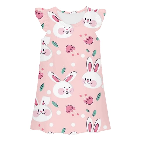 Glisme Girls Dresses Fashion Cute Print Princess Dress Gown Toddlers Casual Wear Cute Dresses Pink Sundress Size 5-6 Years