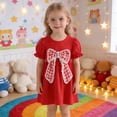thumbnail image 1 of Glisme Girls Dresses Ruffle Sleeves Round Neck Bow Princess Dress Red Sundress Size 2-3 Years, 1 of 3