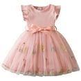 thumbnail image 1 of Glisme Girls Dresses Size 2-3 Years Toddler Butterfly Sleeves Bowknot Embroidered Flowers Prints Dress Pink Sundress, 1 of 6