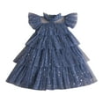 thumbnail image 1 of Glisme Girls Dresses Toddler Butterfly Sleeve Star Paillette Dress Dance Party Ruffles Dress Leisure Sundress Size 2Y-3Y, 1 of 6