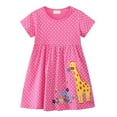 thumbnail image 1 of Glisme Girls Dresses Toddler Short Sleeve Easter Dress Cottn Casual Shirt Playwear Applique Dress Pink Sundress Size 5-6 Years, 1 of 6
