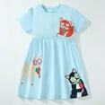 thumbnail image 1 of Glisme Girls Dresses Toddler Short Sleeve Easter Dress Cotton Casual Jerey Shirt Playwear Applique Dress Sky Blue Sundress Size 4-5 Years, 1 of 8