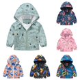 thumbnail image 1 of Glisme Girls Fall Coats Long Sleeve Cartoon Prints Casual Light Hooded Jacket Windproof Zipper Outwear Toddler Tops 3-4 Years Light Green, 1 of 4