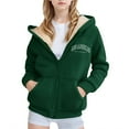 thumbnail image 1 of Glisme Girls Hooded Jacket With Zip Up Thermal Printed Playful Dark Green Skin Friendly Outerwear Size 12-13 Years, 1 of 4