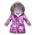 thumbnail image 1 of Glisme Girls Jacket Kids Winter Thick Warm Hooded Windproof Coat Jacket Athletic Fit Outerwear For Daily Wear Size 4-5 Years Purple, 1 of 3