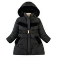thumbnail image 1 of Glisme Girls Jacket Unisex Patchwork Winter Cute Coat Thermal Hooded Padded Jacket Athletic Fit Outerwear Everyday Wear Size 4-5 Years Black, 1 of 3
