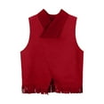 thumbnail image 1 of Glisme Girls Jacket Western Cowgirl Outfits Open Front Fringe Vest Party Dress Up Tassel Fringe Waist Coat Clothing Popular Outerwear For Daily Wear Size 7-8 Years Red, 1 of 8