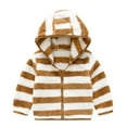 thumbnail image 1 of Glisme Girls Jacket Zipper Toddler Warm Striped Kids Hooded Thick Coat Coat&Jacket Softness Outerwear Everyday Wear Size 2-3 Years Khaki, 1 of 4
