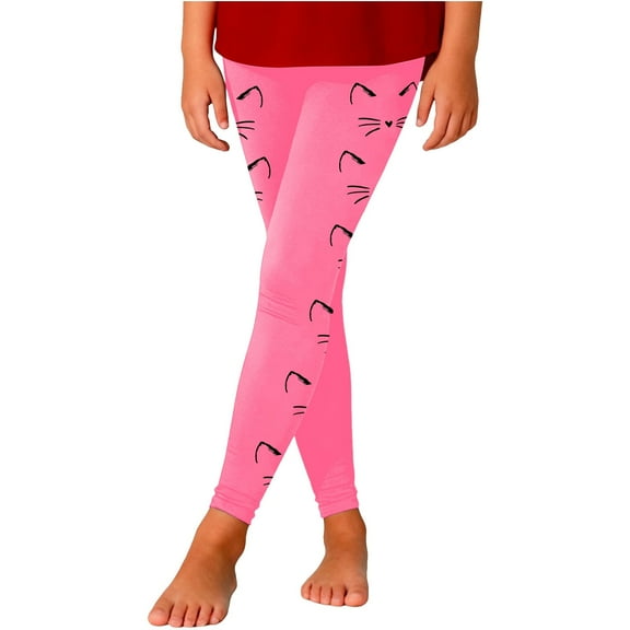 Glisme Girls Leggings Printed High Waisted Comfortable Athletic Casual Wear Stretchy Pants For Play And Everyday Fashion Leisure Trousers Size 3-4 Years Pink