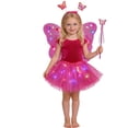 thumbnail image 1 of Glisme Girls Outfit Glowing Fairy Dress Up With Light Up Wand And Floral 4 Piece Set For Theme Parties And Stage Performances Breathable Matching Set Size One Size Pink, 1 of 4