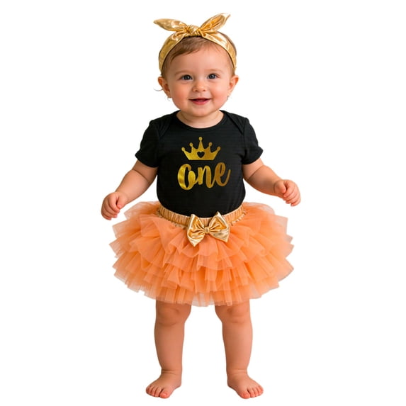 Glisme Girls Outfit Set Letter Print Short Sleeve Crew Neck Tops With Tulle Skirt Outfit Cozy Soft Girls Set Size 0-3 Months Black