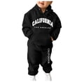 thumbnail image 1 of Glisme Girls Outfits Solid Color Sweatshirt Kids Hooded Tracksuit Unisex Two Piece Clothing Set Hoodie Sweatshirt Sweatpants Set Black Girl Skin Friendly Fit Suit/3-4 Years, 1 of 5