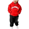 thumbnail image 1 of Glisme Girls Outfits Solid Color Sweatshirt Kids Hooded Tracksuit Unisex Two Piece Clothing Set Hoodie Sweatshirt Sweatpants Set Red Girl Back To School Outfit/4-5 Years, 1 of 5