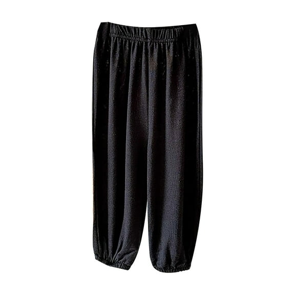 Glisme Girls Pants Children'S Casual Solid Color Harem Pants Loose Sports Elastic Waist Harem Pants Stylish Trousers Size 3-4 Years Black