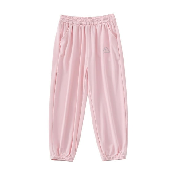 Glisme Girls Pants Children'S Summer Casual Thin Sports Pants Lightweight Trousers Size 3-4 Years Pink