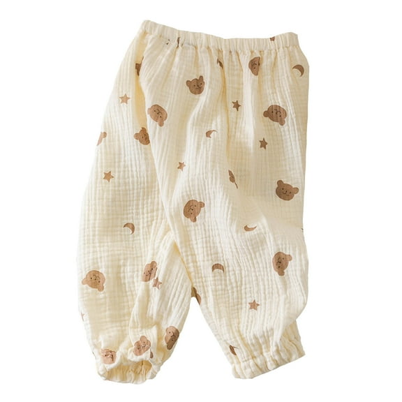 Glisme Girls Pants Print Outdoor Thin Pants Summer Cratoons Pants Trend Trousers Size 0-1 Years White