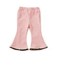 thumbnail image 1 of Glisme Girls Pants Ribbed Flared Pants With Lace Trim Soft Stretch Casual For Toddler Versatile Trousers Size 2-3 Years Pink, 1 of 5