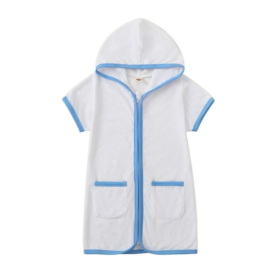Glisme Girls Romper Jumpsuit For Bathing And Swimming Hooded Cover Up Embroidered Beach Towel Outfit Lightweight Playwear White