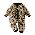 thumbnail image 1 of Glisme Girls Romper Newborn Infant Baby Cartoon Leopard Print Velvet Jumpsuit Winter Warm Clothes Flexible Playwear Brown, 1 of 7