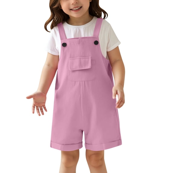 Glisme Girls Romper Solid Color Jumpsuit Overalls Children'S Cute Suspenders Soft Playwear Purple