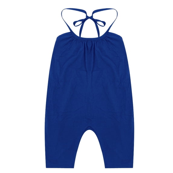 Glisme Girls Romper Solid Color Sleeveless Crew Neck Rompers Summer Smooth Toddler Girls Jumpsuit Size 18-24 Months Blue