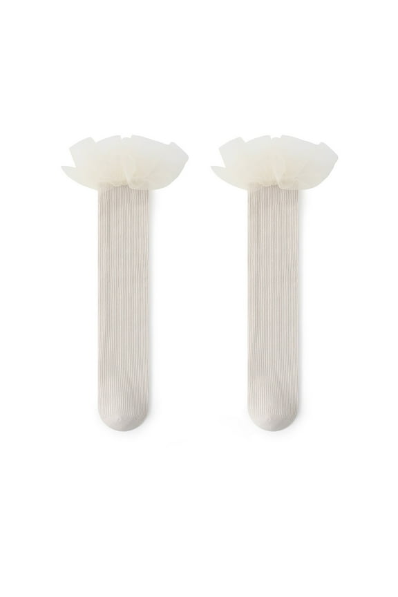 Girls Ruffle Socks Toddler Double Lace Sock Turn Cuff Frilly Dress Socks Pageant With Ruffles Little Baby Girl Beige