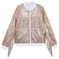 thumbnail image 1 of Glisme Girls Sequin Jackets Long Sleeve Zip Up Jacket For Kids Shiny Fashion Personality Clothes Trend Outerwear Everyday Wear Size 8-10 Years Rose Gold, 1 of 2