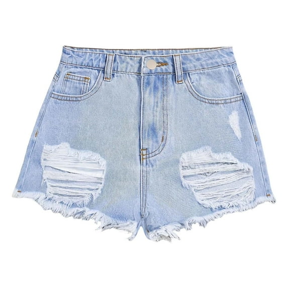Glisme Girls Shorts Summer Loose Fashion Personality Casual Thin Denim Shorts Popular Pants For Children Light Blue Shorts Size 12-13 Years
