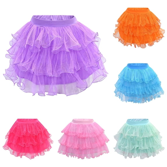 Glisme Girls Skirts Carnival Dance Tutu Skirt Ballet Performance Layered Flared Party Skirt For Kids Children Twirling Skirt Sweet Big Girls Clothes Purple