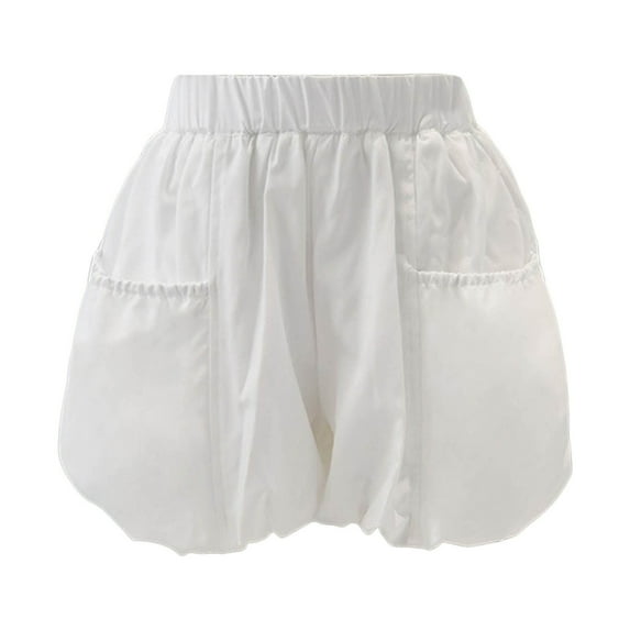 Glisme Girls Summer Shorts Summer High Waist Casual Shorts For Toddlers Kids Comfortable Elastic Waistband Playwear Lightweight Pants Size 5-6 Years White